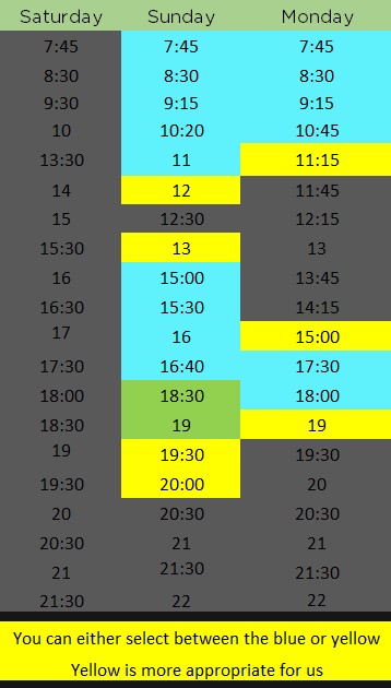 class available times